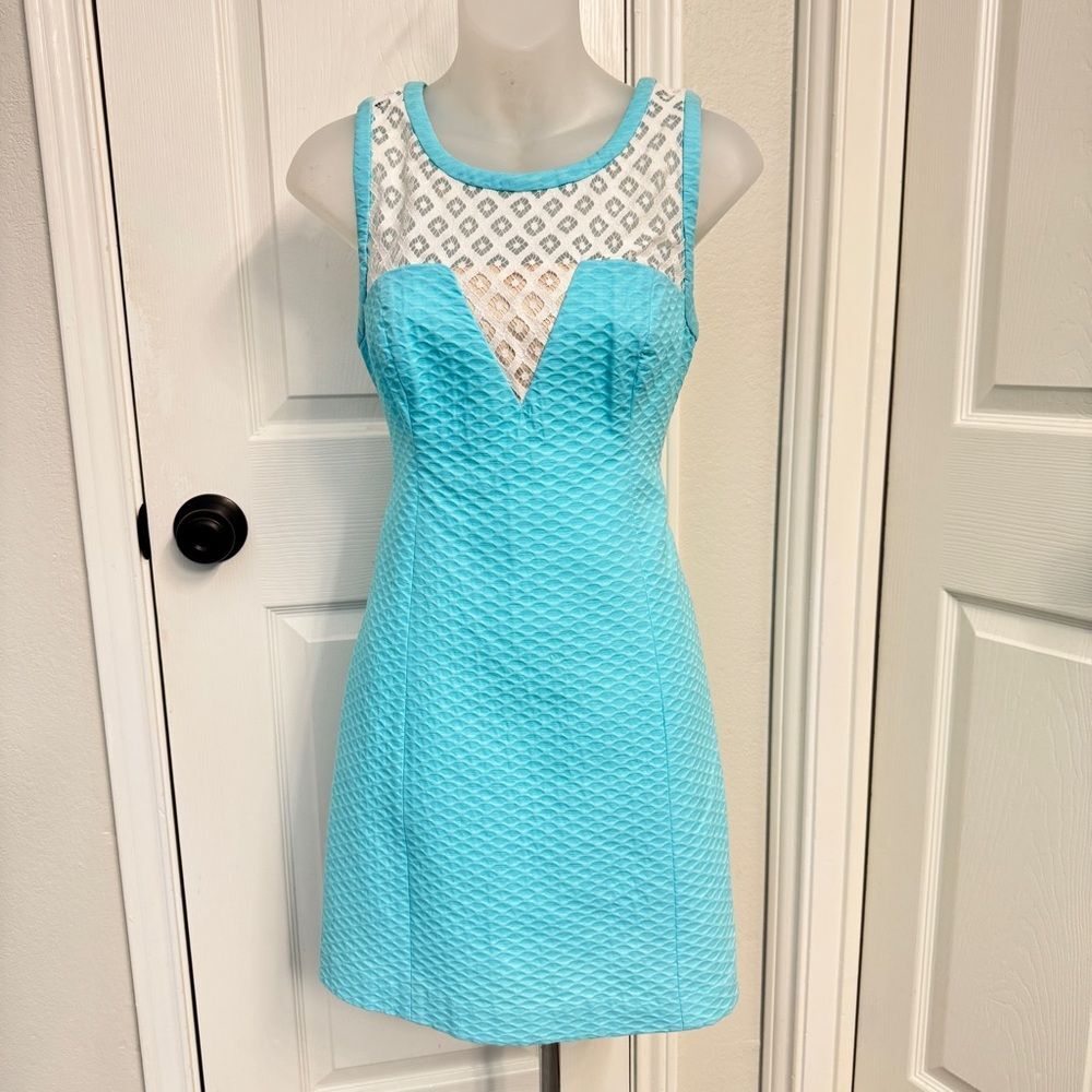 4/$100 Lilly Pulitzer Vandalia Serene Blue Textured Sheath Dress NWOT
